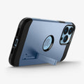 ACS03838 - iPhone 13 Pro Max Case Tough Armor in sierra blue showing the bottom and back with kickstand out