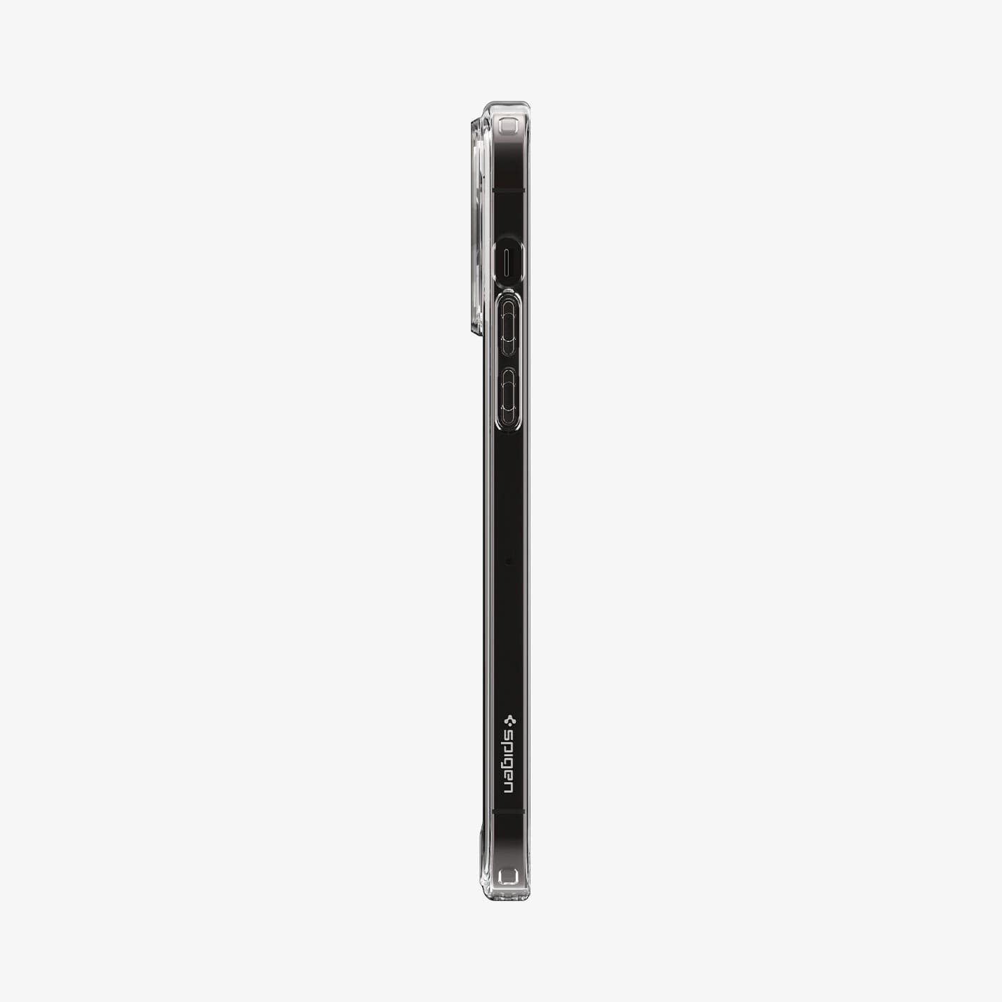 ACS04971 - iPhone 14 Pro Case Ultra Hybrid (MagFit) in carbon fiber showing the side with volume controls