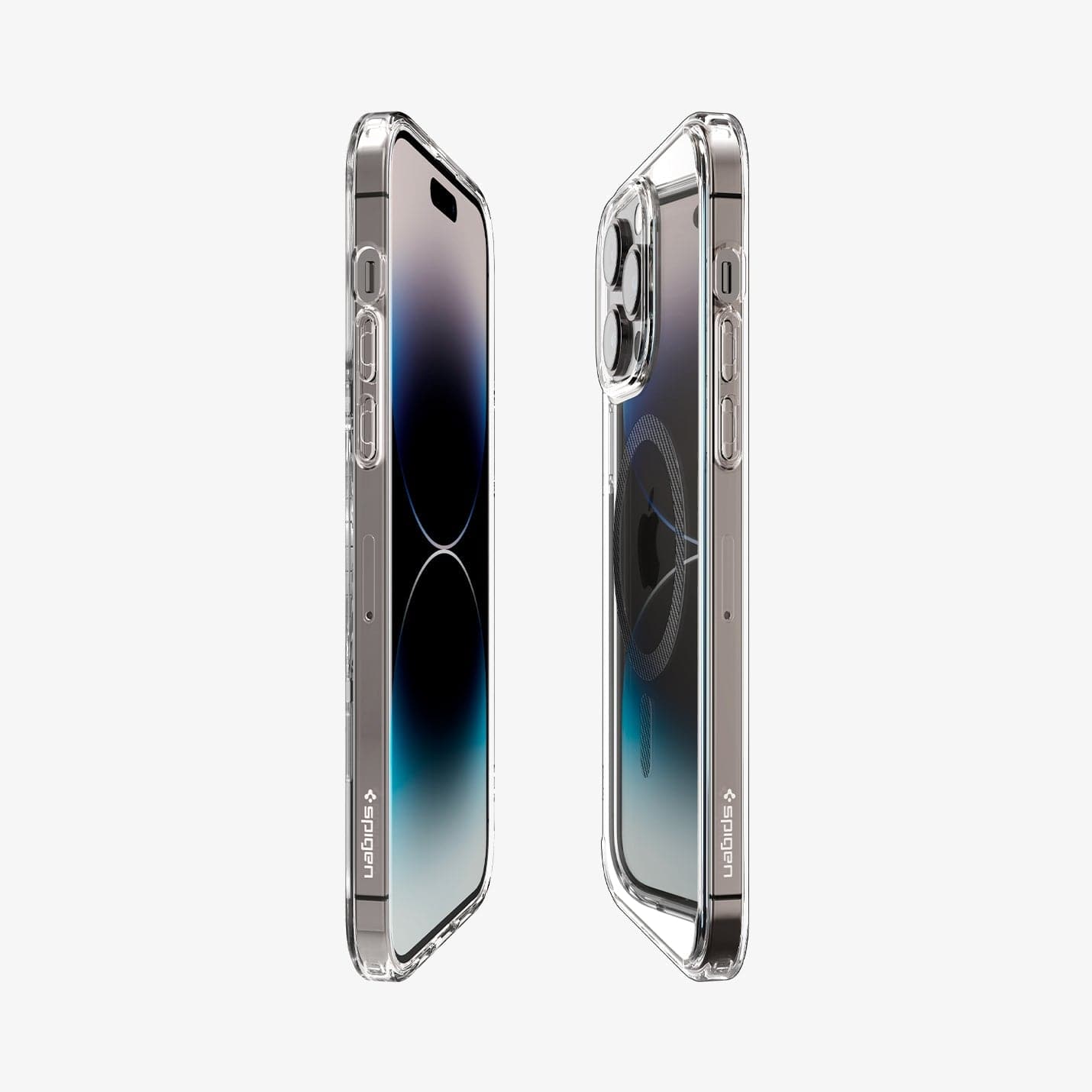 ACS04971 - iPhone 14 Pro Case Ultra Hybrid (MagFit) in carbon fiber showing the sides, partial back and front