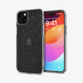 ACS06788 - iPhone 15 Case Liquid Crystal Glitter in crystal quartz showing the back and front