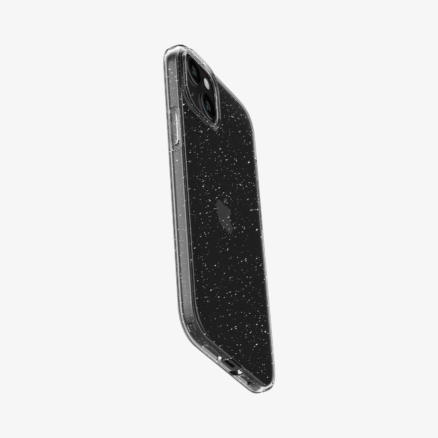 ACS06788 - iPhone 15 Case Liquid Crystal Glitter in crystal quartz showing the back, side and bottom