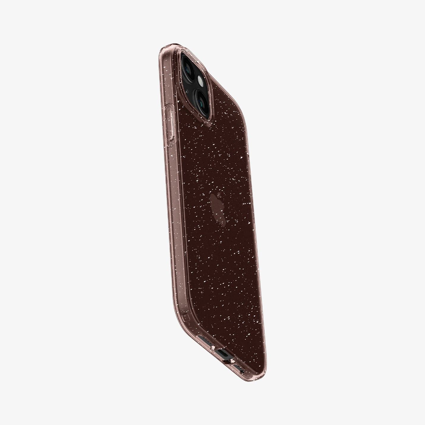 ACS06789 - iPhone 15 Case Liquid Crystal Glitter in rose quartz showing the back, side and bottom