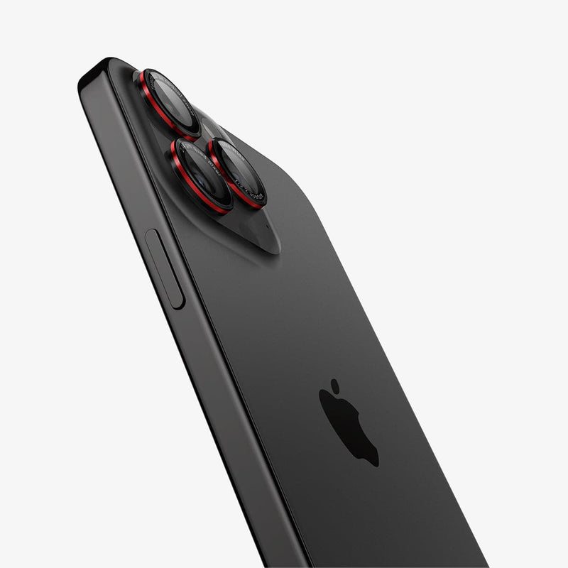 AGL05217 - iPhone 16 Pro / 16 Pro Max Optik Pro Lens Protector L-series showing the back and side zoomed in on camera lens