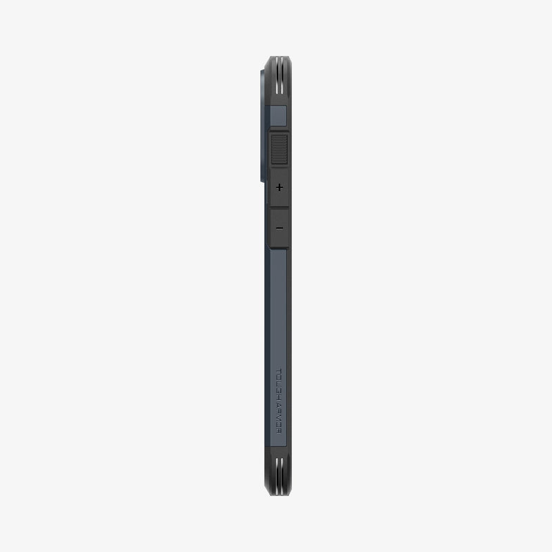 ACS08147 - iPhone 16 Pro Case Tough Armor AI (MagFit) in Metal Slate showing the side with volume buttons