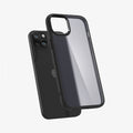 ACS06797 - iPhone 15 Case Ultra Hybrid in frost black showing the back with case hovering away from device