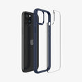 ACS06801 - iPhone 15 Case Ultra Hybrid in navy blue showing the back with multiple layers of case hovering away from device