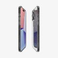 ACS06701 - iPhone 15 Pro Case Liquid Crystal Glitter in crystal quartz showing the sides, partial front and back