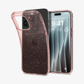 ACS06702 - iPhone 15 Pro Case Liquid Crystal Glitter in rose quartz showing the back and front