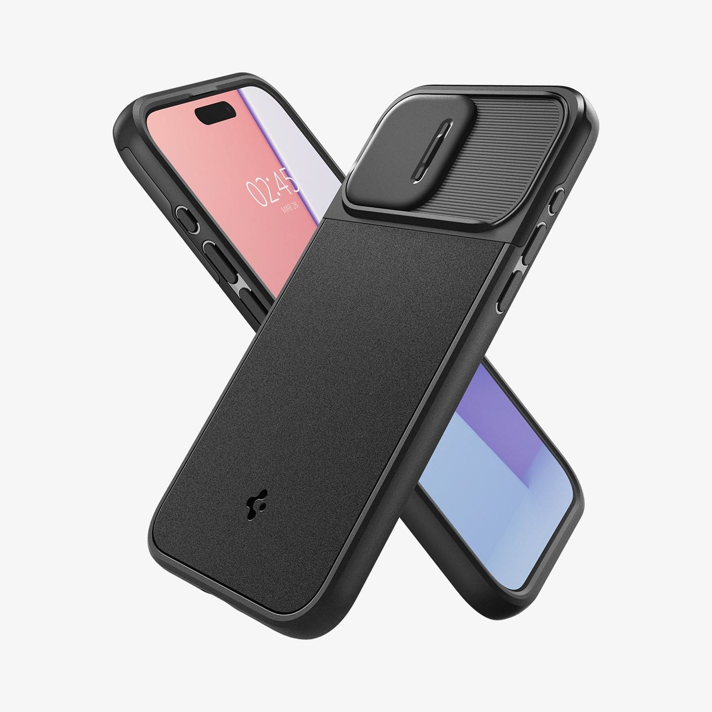ACS06738 - iPhone 15 Pro Case Optik Armor (MagFit) in black showing the back, front and sides