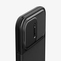 ACS06738 - iPhone 15 Pro Case Optik Armor (MagFit) in black showing the back and side zoomed in on camera lens