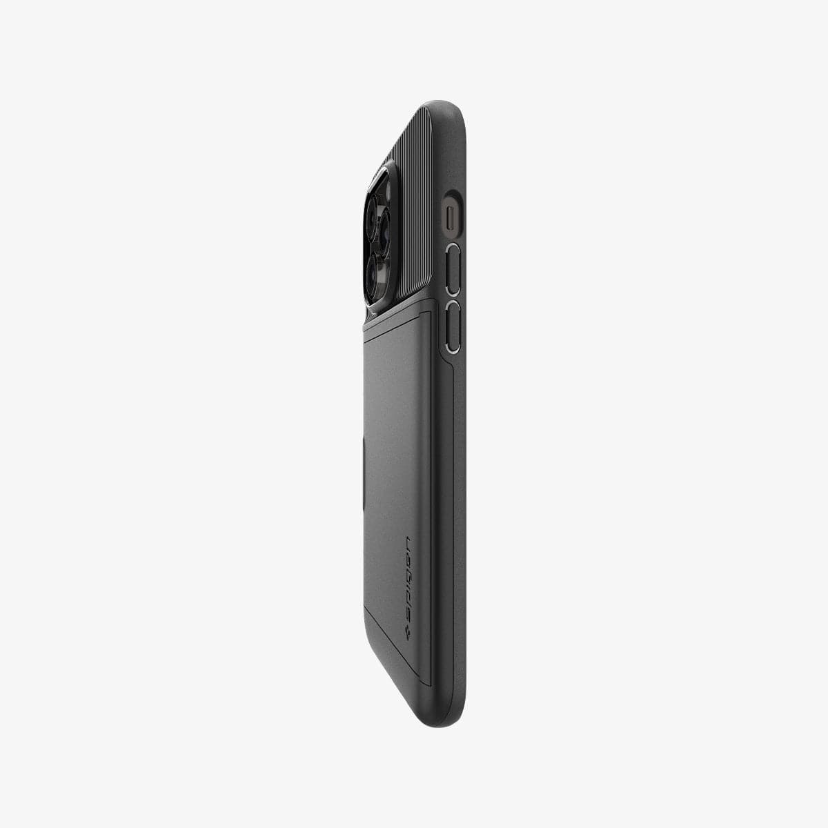 ACS04980 - iPhone 14 Pro Case Slim Armor CS in black showing the side and partial back