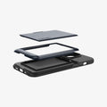 ACS04982 - iPhone 14 Pro Case Slim Armor CS in metal slate showing the multiple layers of card slot in back