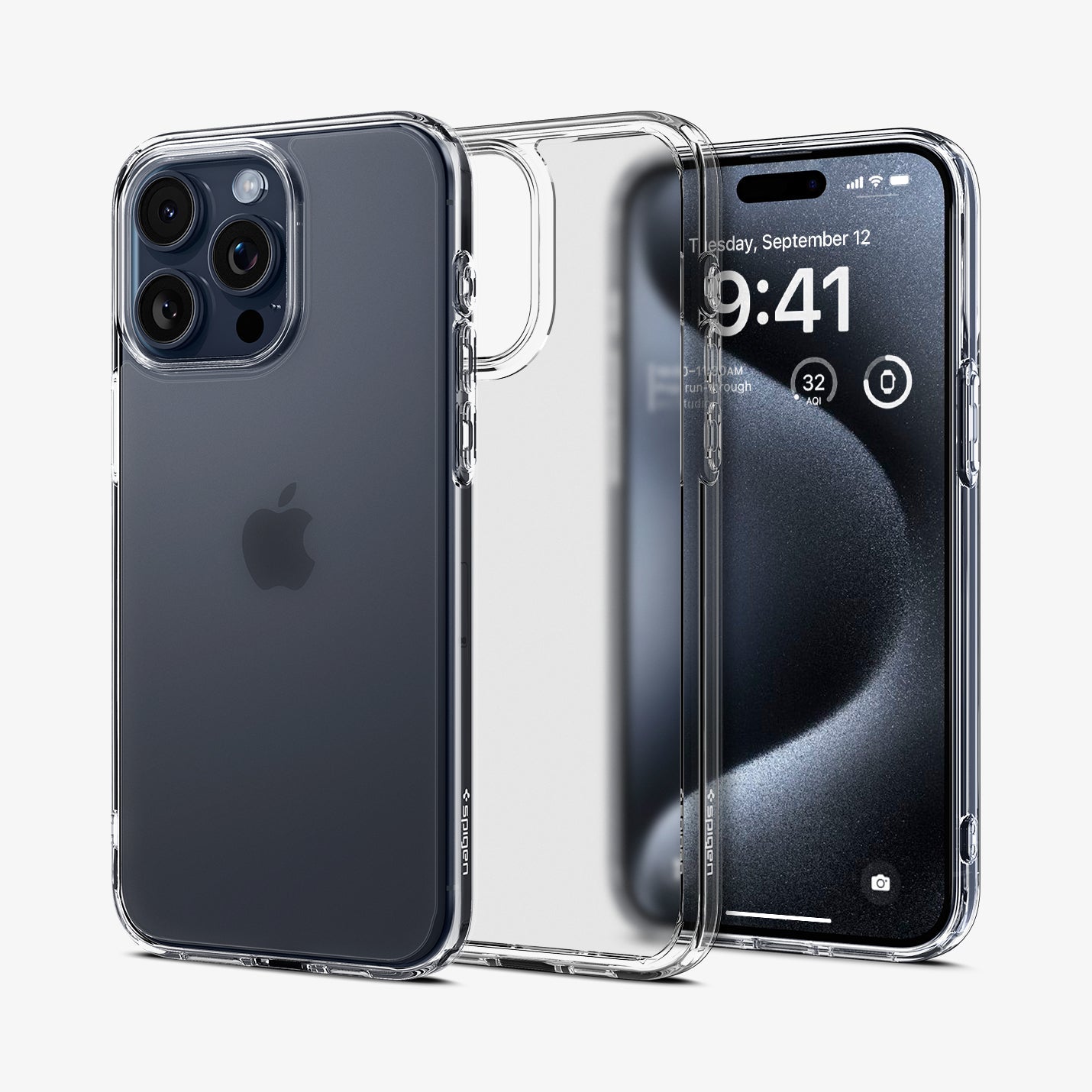 ACS06708 - iPhone 15 Pro Case Ultra Hybrid in frost clear showing the back and front