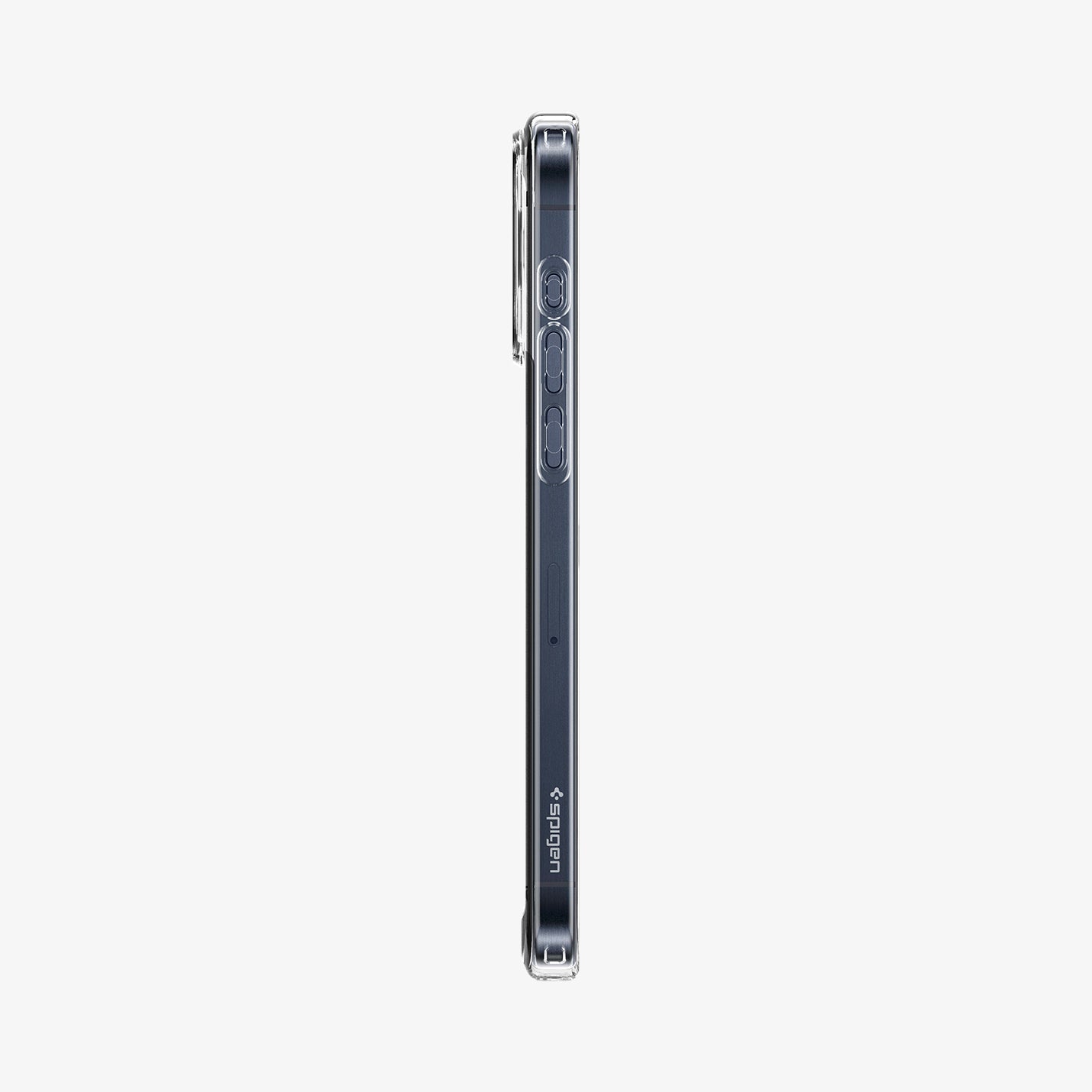 ACS06708 - iPhone 15 Pro Case Ultra Hybrid in frost clear showing the side with volume controls