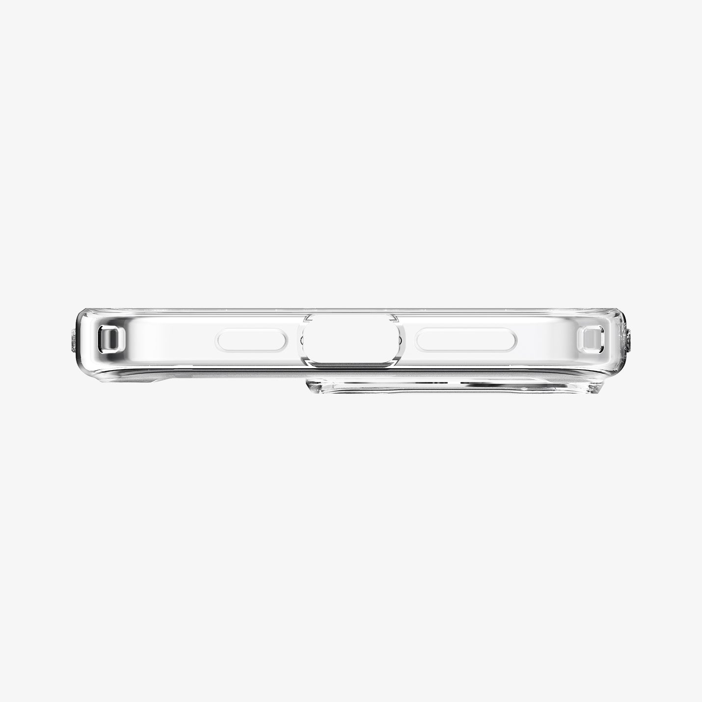 ACS06708 - iPhone 15 Pro Case Ultra Hybrid in frost clear showing the bottom with precise cutouts
