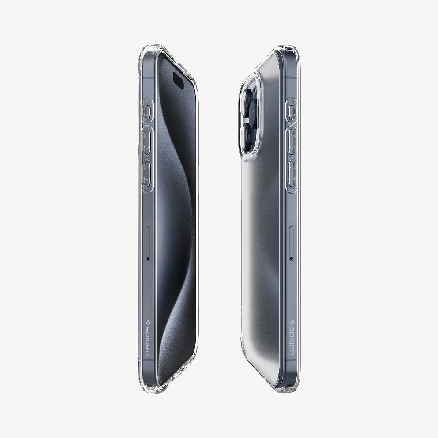 ACS06708 - iPhone 15 Pro Case Ultra Hybrid in Frost Clear showing the back, side, and front