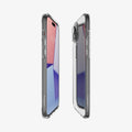 ACS06647 - iPhone 15 Plus Case Liquid Crystal in crystal clear showing the sides, partial front and back