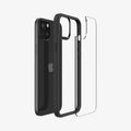 ACS06657 - iPhone 15 Plus Case Ultra Hybrid in matte black showing the back with multiple layers of case hovering away from device