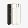 ACS06658 - iPhone 15 Plus Case Ultra Hybrid in mute beige showing the back with multiple layers of case hovering away from device