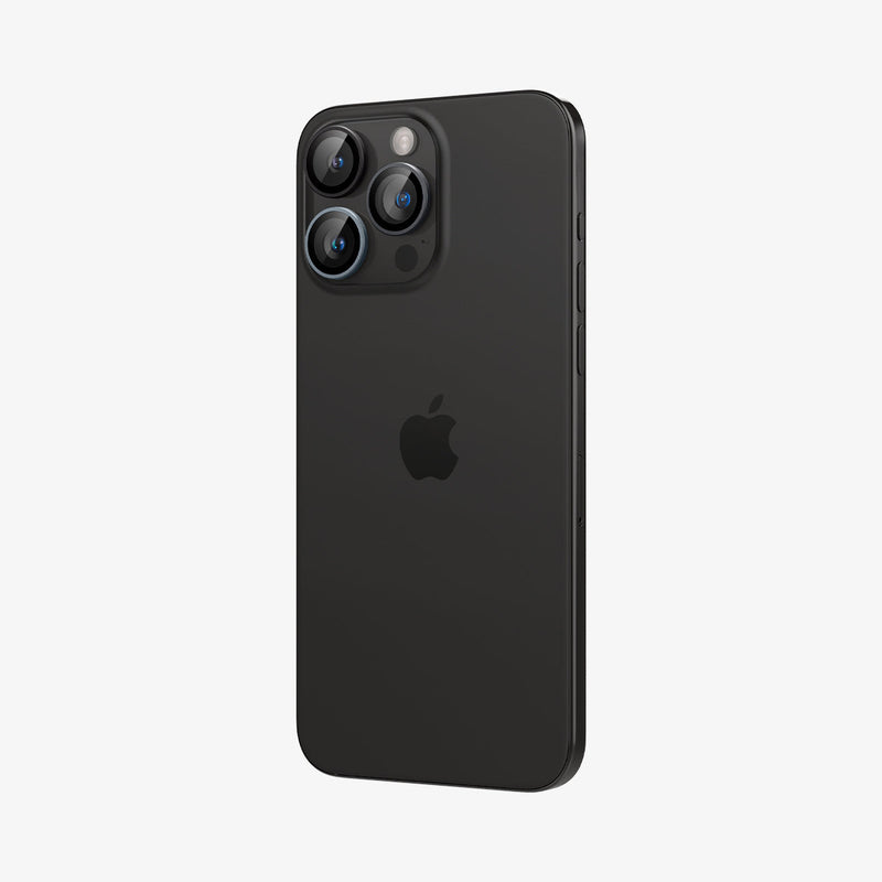 AGL06159 - iPhone 15 Pro / 15 Pro Max Optik Pro Lens Protector in zero one showing the back and side
