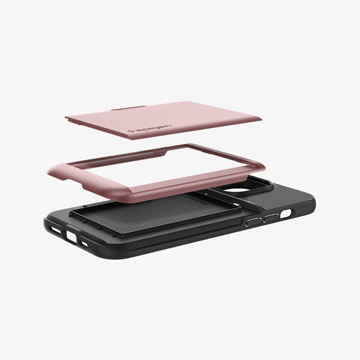 ACS04836 - iPhone 14 Pro Max Case Slim Armor CS in rose gold showing the multiple layers of card slot in back