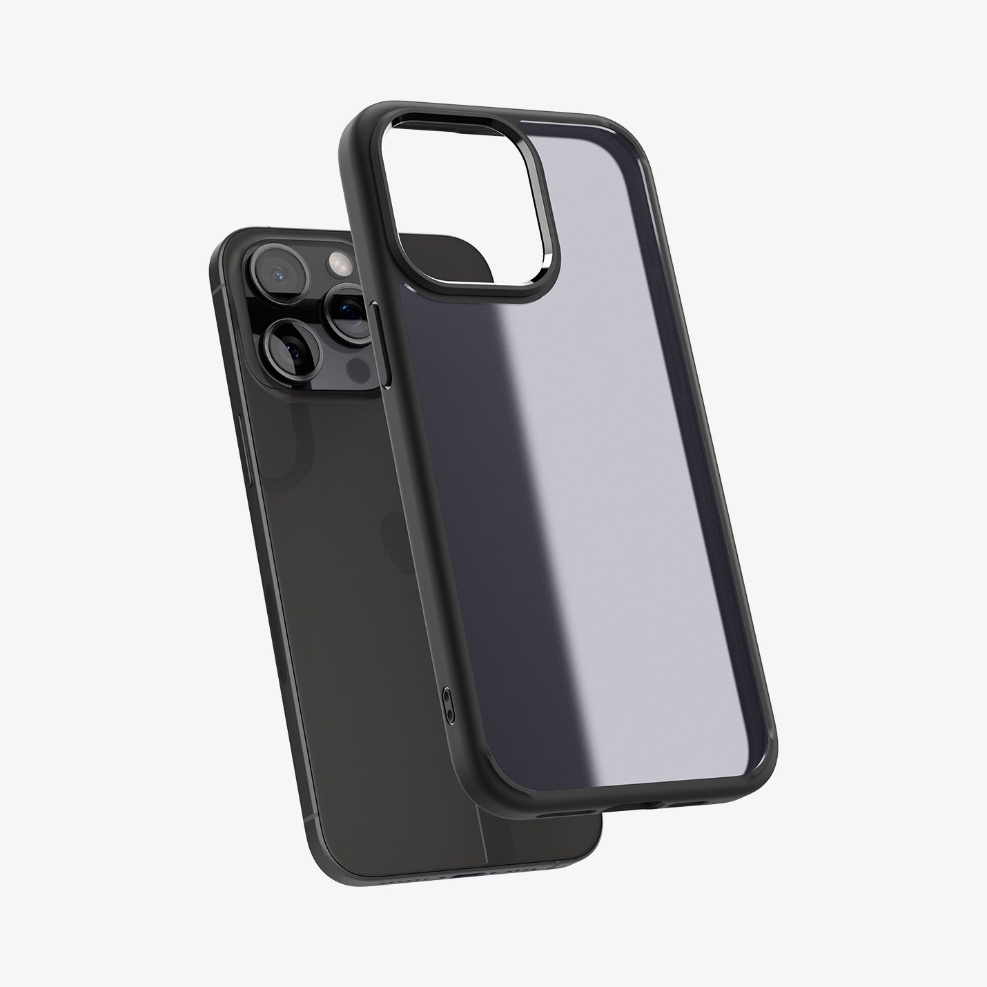 ACS06568 - iPhone 15 Pro Max Case Ultra Hybrid in frost black showing the back with case hovering away from device