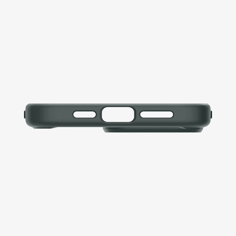 ACS06569 - iPhone 15 Pro Max Case Ultra Hybrid in frost green showing the bottom with precise cutouts
