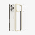 ACS06571 - iPhone 15 Pro Max Case Ultra Hybrid in mute beige showing the back with multiple layers of case hovering away from device