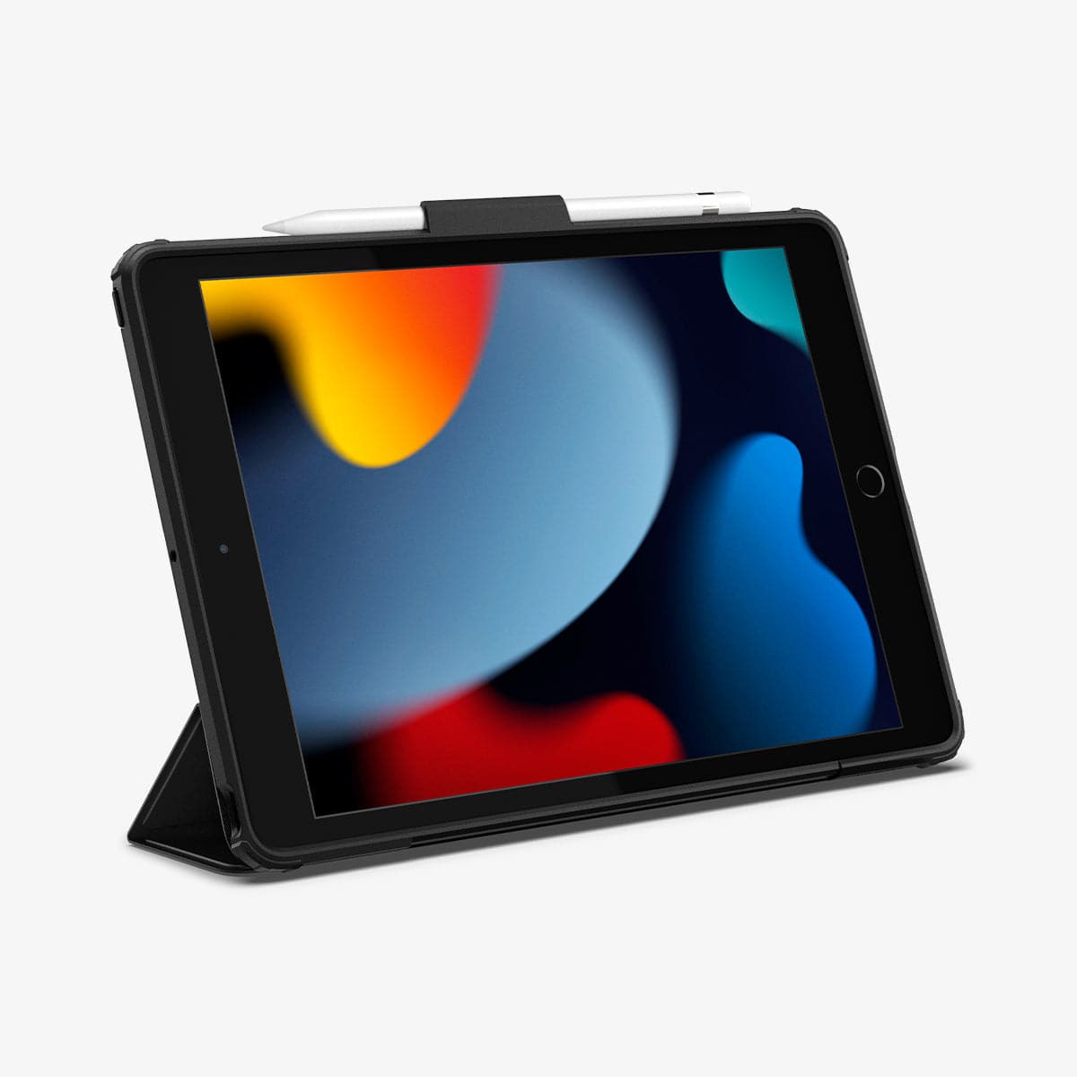 ACS03906 - iPad 10.2" Case Ultra Hybrid Pro in black showing the front with device propped up by built in kickstand
