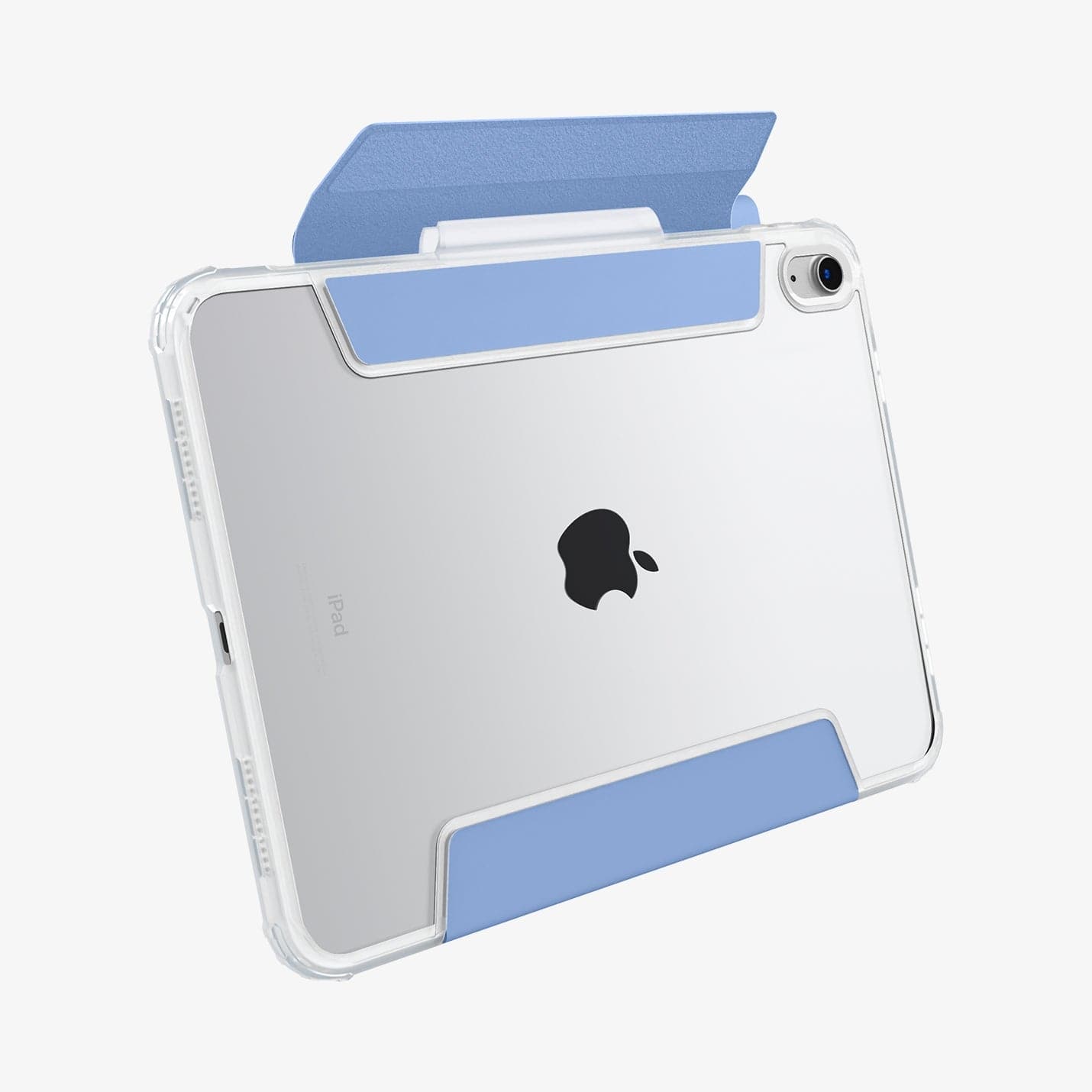 ACS05940 - iPad 10.9" Case Ultra Hybrid Pro in cornflower blue showing the back and bottom with cover flap open