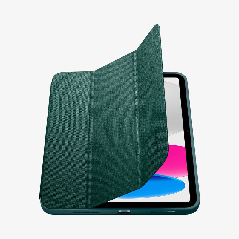 ACS05308 - iPad 10.9" Case Urban Fit in midnight green showing the front with cover half open