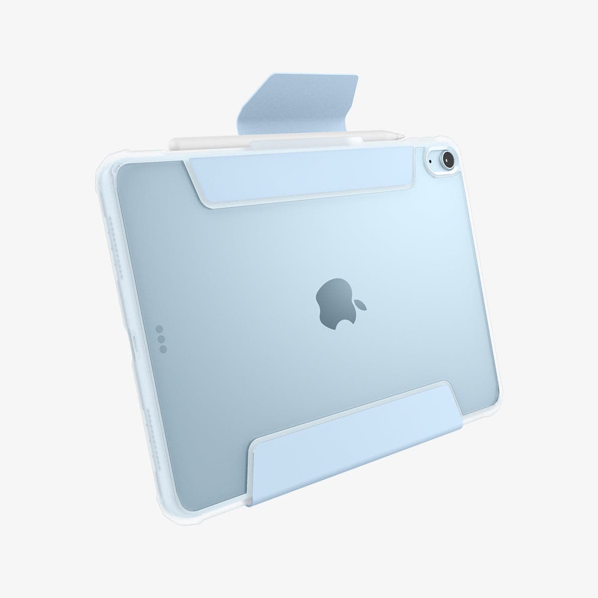 ACS02698 - iPad Air 10.9" (2022 / 2020) Case Ultra Hybrid Pro in sky blue showing the back and bottom with cover flap open