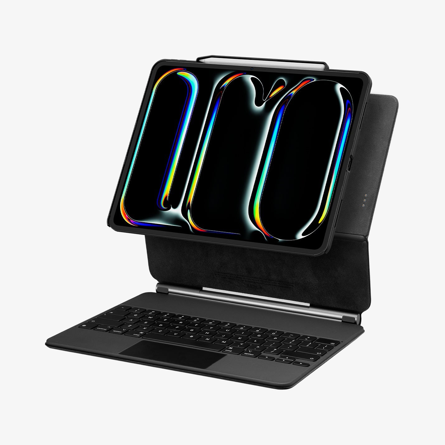 ACS07019 - iPad Pro 11-inch (2024) Case Enzo Aramid in Black showing the front with cover serve as a built-in kickstand and keypad