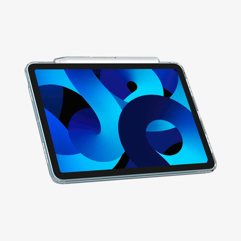 ACS05266 - iPad Air 10.9" Case Air Skin Hybrid in crystal clear showing the front with device propped up by built in kickstand