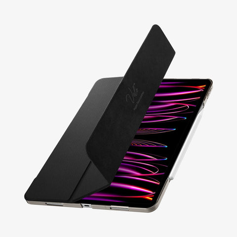 ACS05466 - iPad Pro 11" (2022/2021/2020/2018) Case Liquid Air Folio in black showing the front with cover half open