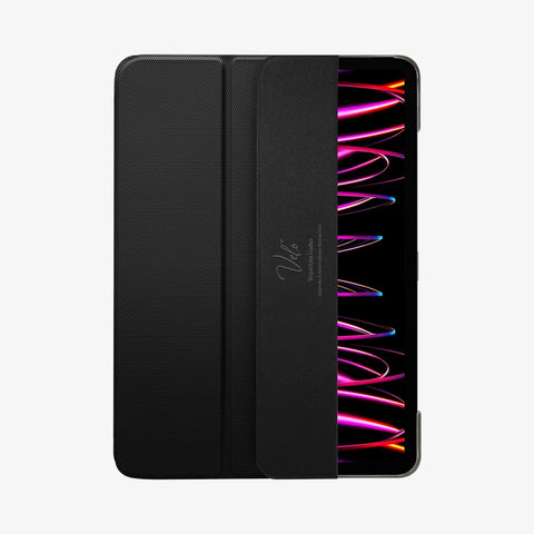 ACS05466 - iPad Pro 11" (2022/2021/2020/2018) Case Liquid Air Folio in black showing the front with cover flap slightly open