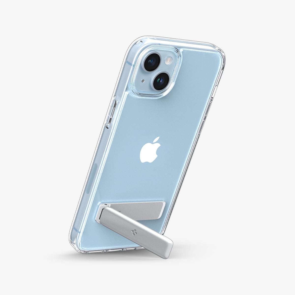 ACS05051 - iPhone 14 Case Ultra Hybrid S in crystal clear showing the back with device propped up vertically by built in kickstand