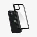 076CS27186 - iPhone 11 Case Ultra Hybrid in black showing the back with case hovering away from device