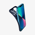 ACS03520 - iPhone 13 Case Liquid Air in navy blue showing the side and flexible back