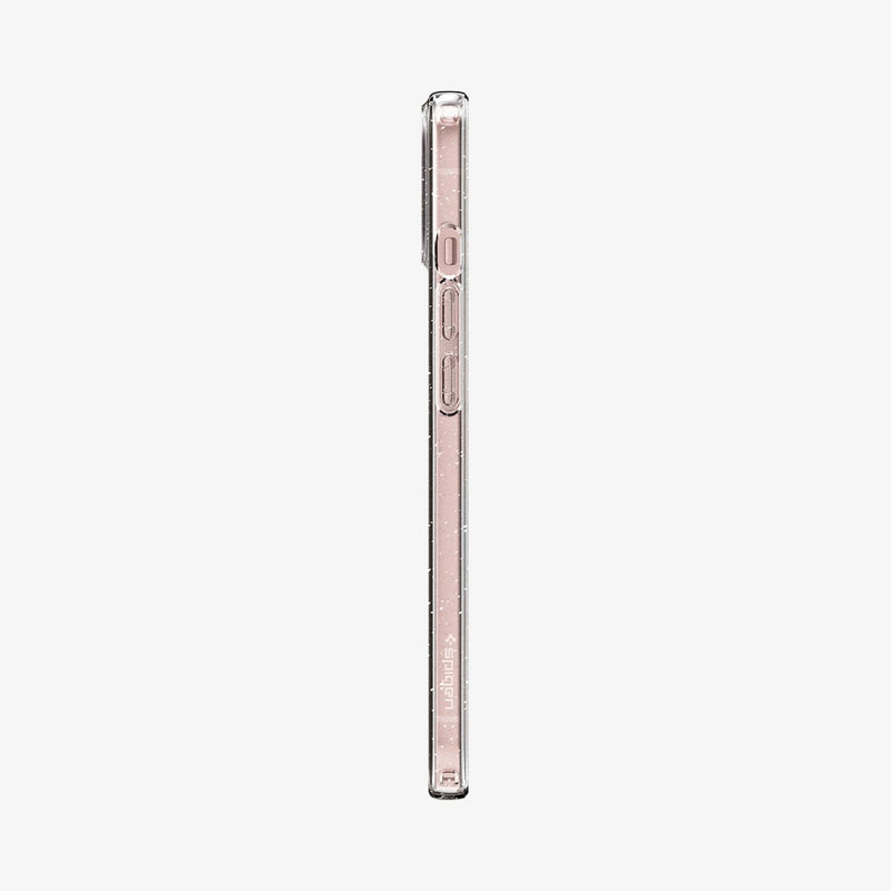 ACS03312 - iPhone 13 Mini Case Liquid Crystal Glitter in crystal quartz showing the side with volume controls
