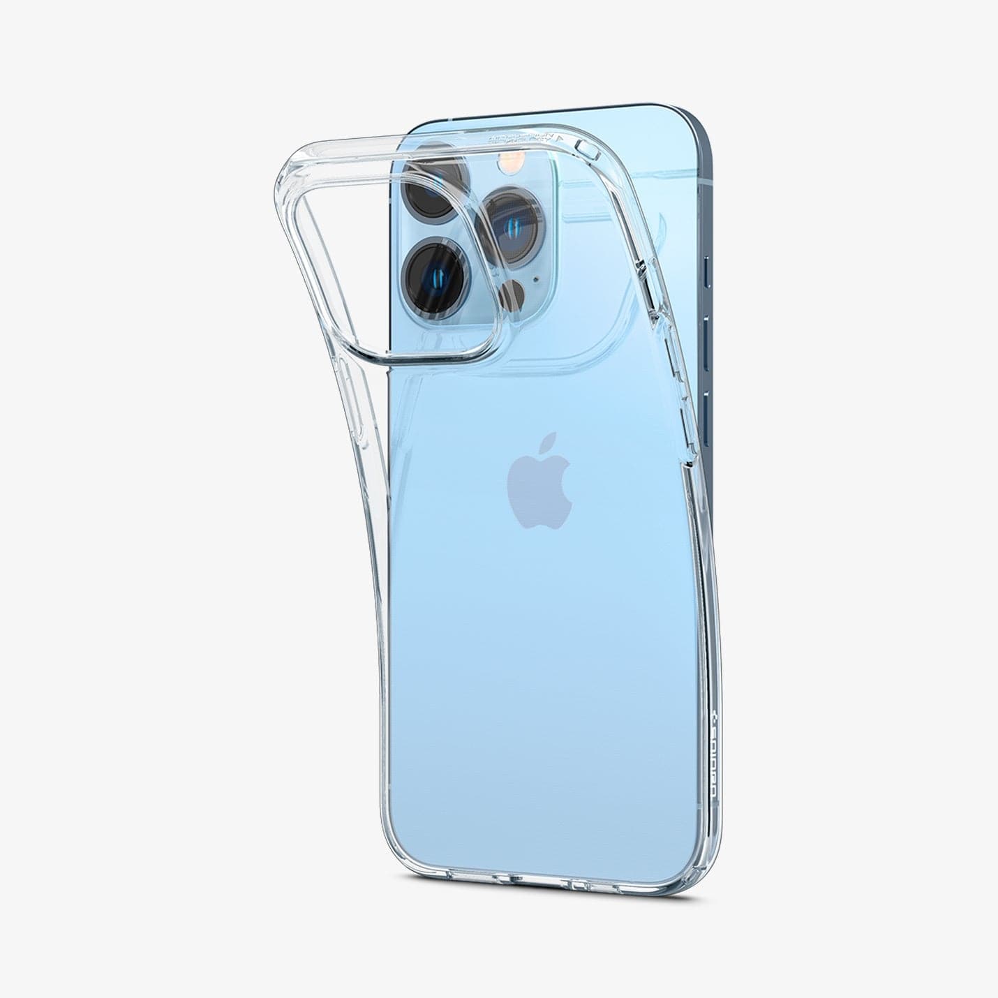 ACS03254 - iPhone 13 Pro Case Liquid Crystal in crystal clear showing the flexible back