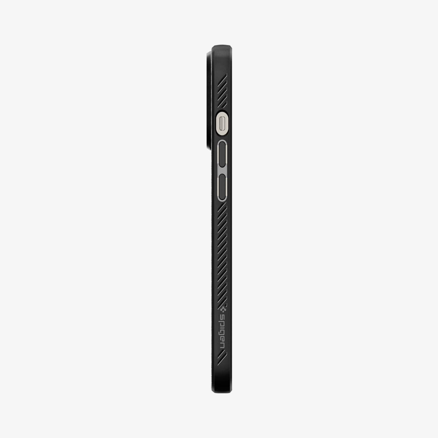 ACS03258 - iPhone 13 Pro Case Liquid Air in matte black showing the side with volume controls