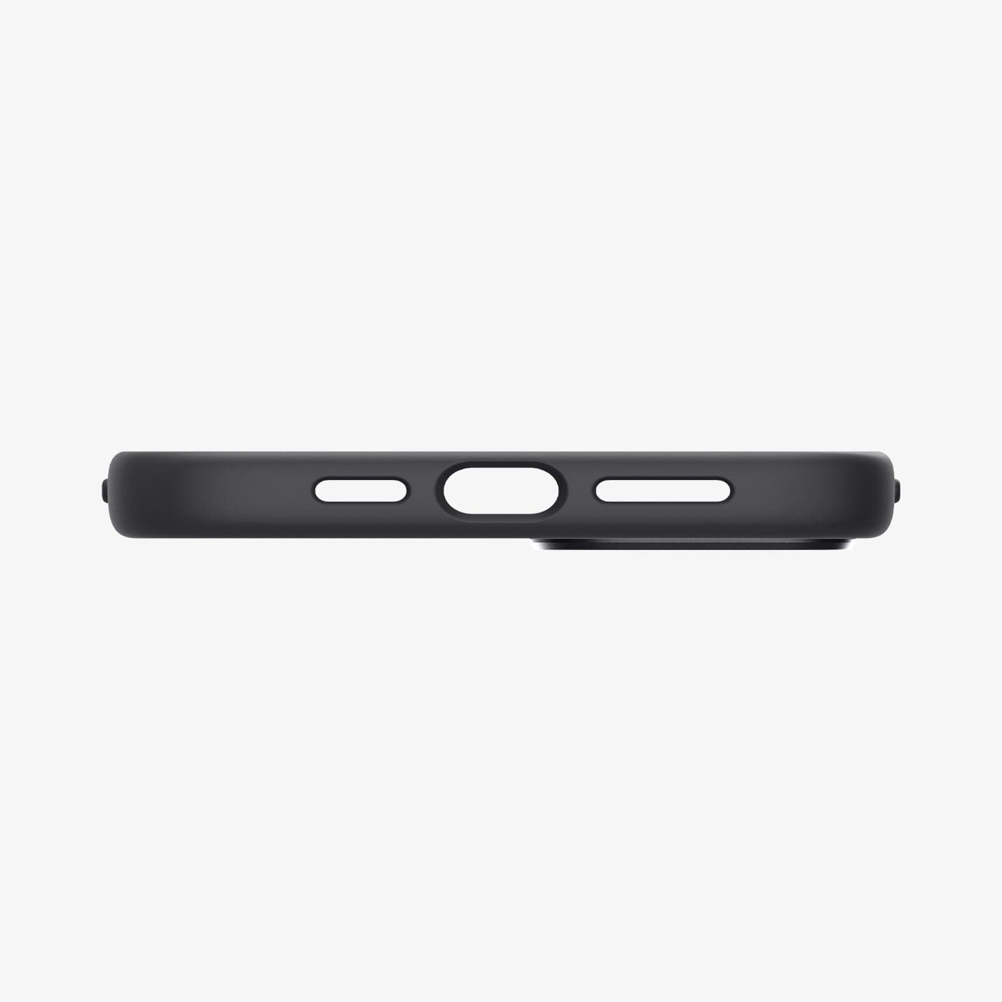 ACS04920 - iPhone 14 Plus Case Silicone Fit (MagFit) in black showing the bottom with precise cutouts