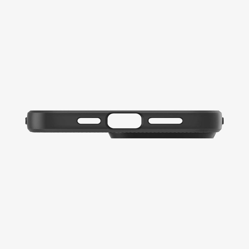 ACS04957 - iPhone 14 Pro Case Liquid Air in matte black showing the bottom with precise cutouts