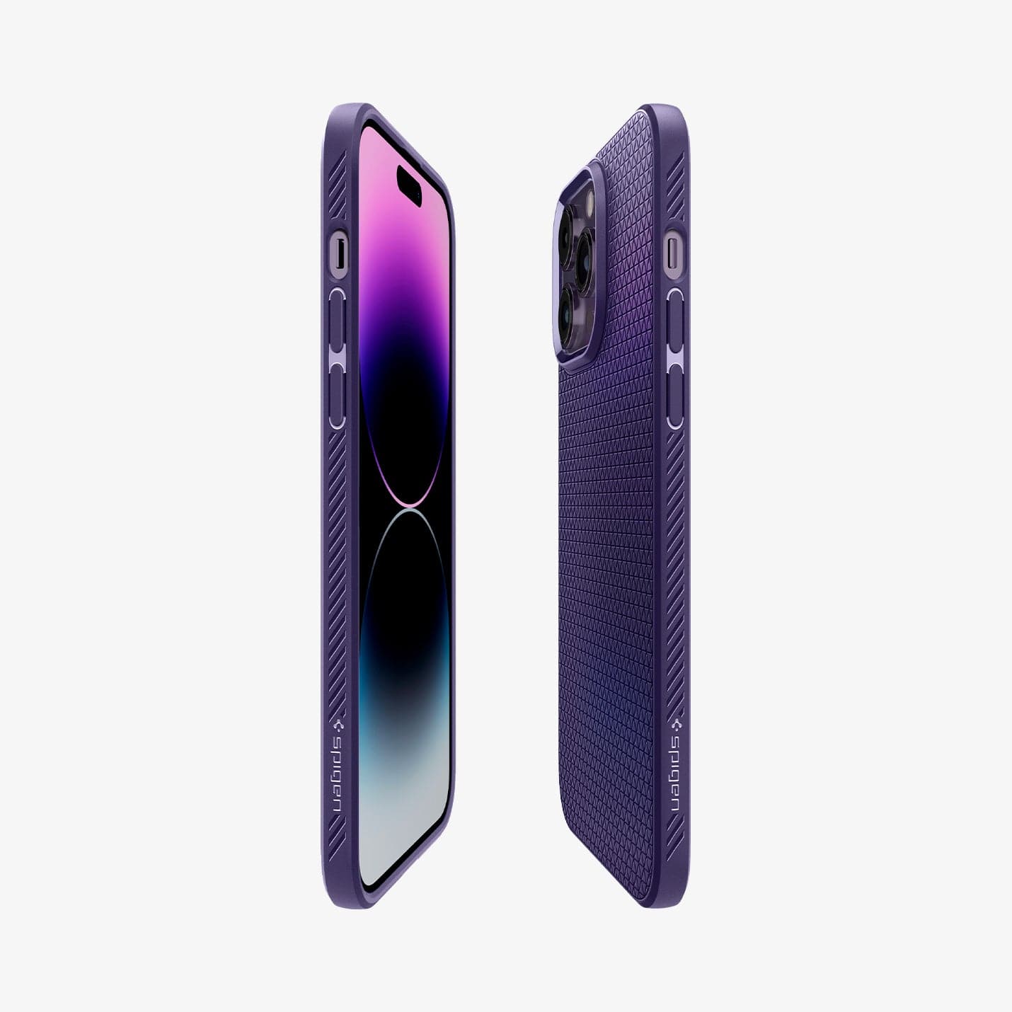 ACS05578 - iPhone 14 Pro Case Liquid Air in deep purple showing the sides, partial back and front