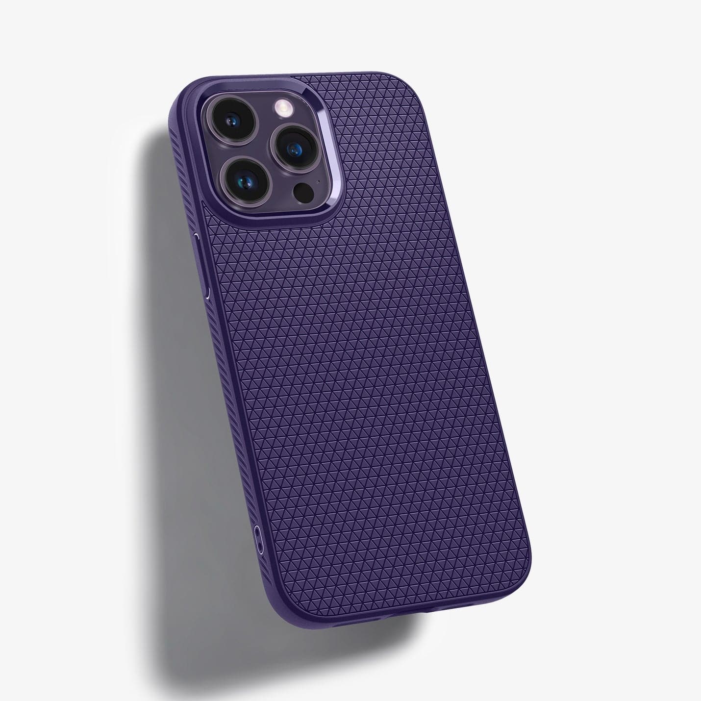 ACS05578 - iPhone 14 Pro Case Liquid Air in deep purple showing the back and partial side