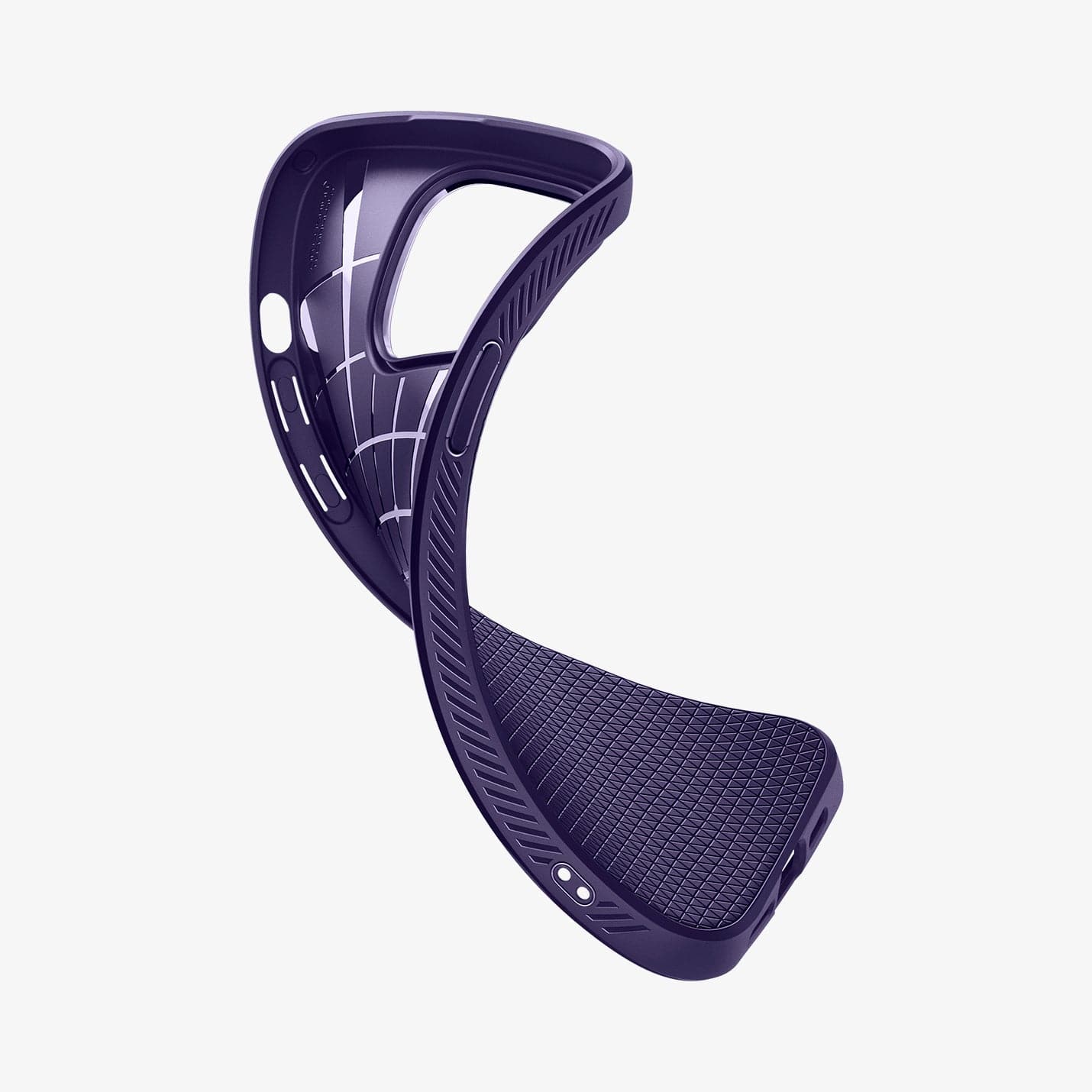ACS05578 - iPhone 14 Pro Case Liquid Air in deep purple showing the case bending to show the flexibility