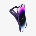 ACS05578 - iPhone 14 Pro Case Liquid Air in deep purple showing the back bending away slightly from device to show the flexibility