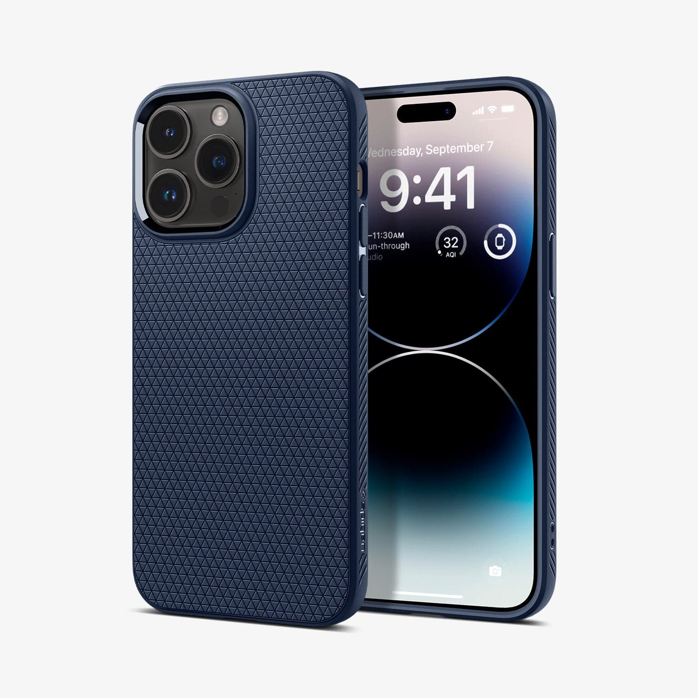 ACS04814 - iPhone 14 Pro Max Case Liquid Air in navy blue showing the back and front