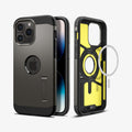 ACS04839 - iPhone 14 Pro Max Case Tough Armor (MagFit) in gunmetal showing the back, front and magsafe layer of back